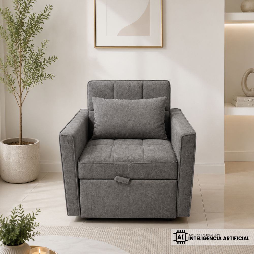 SOFA CAMA INDIVIDUAL GRIS OSCURO