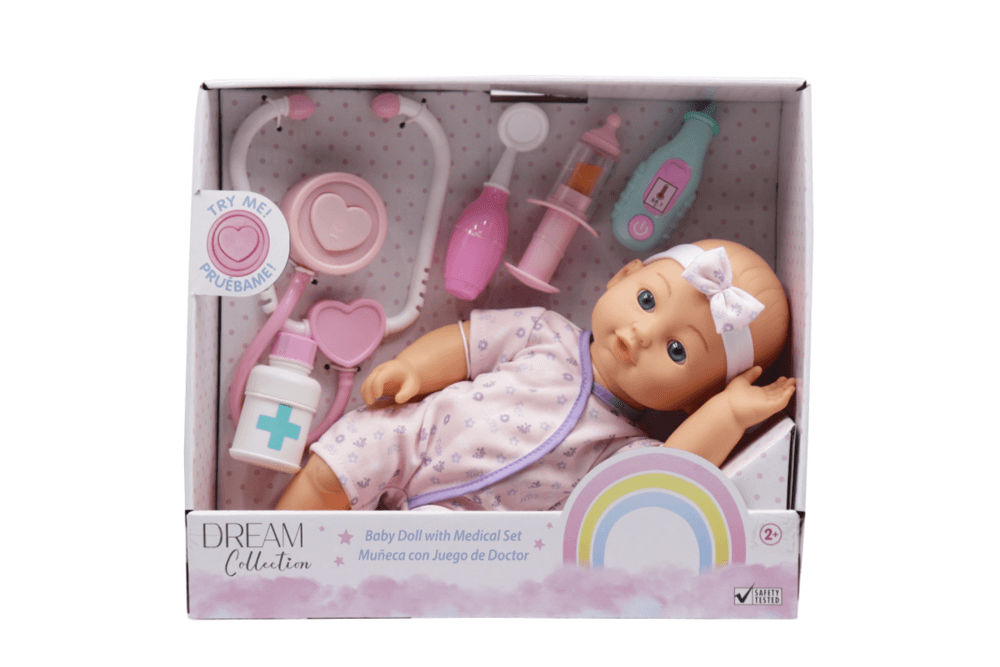 Set de Muñeca Bebé Dream Collection 30 cm con Accesorios Médicos y Sonido