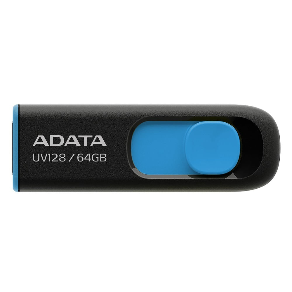 MEMORIA USB ADATA 64GB 3.2 UV128 BLACK/BLUE AUV128-64G-RBE