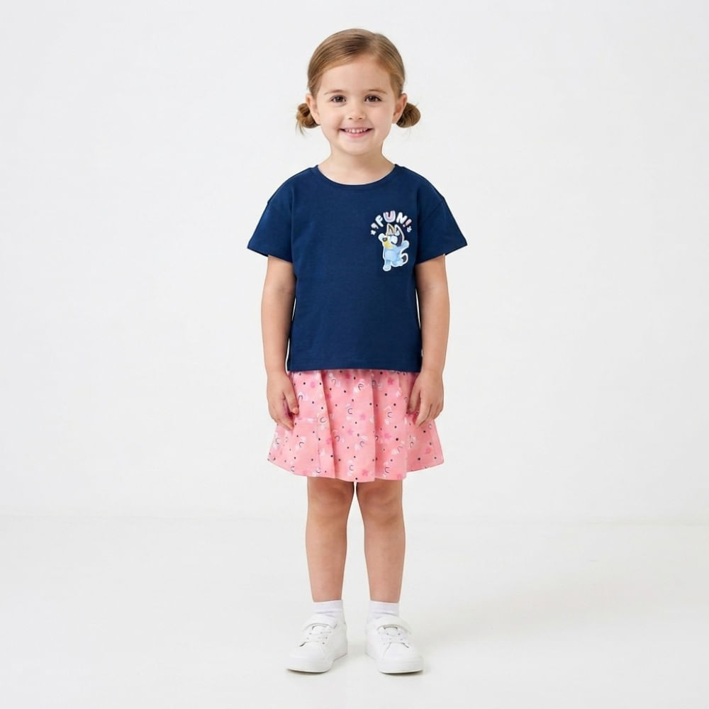 Conjunto de 2 piezas bicolor con estampado de Bluey para niña