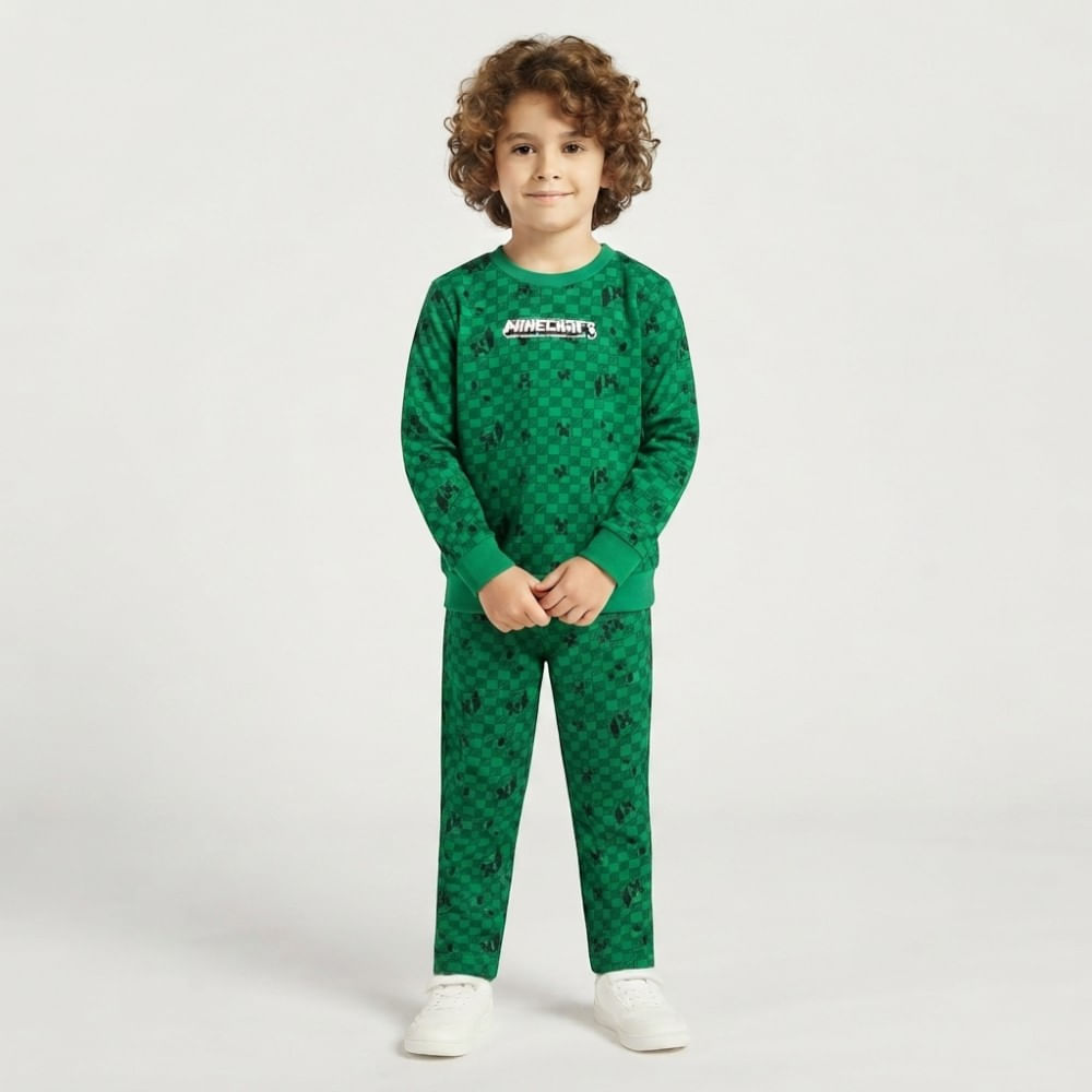 Conjunto de 2 piezas verde con estampado de Minecraft para niño