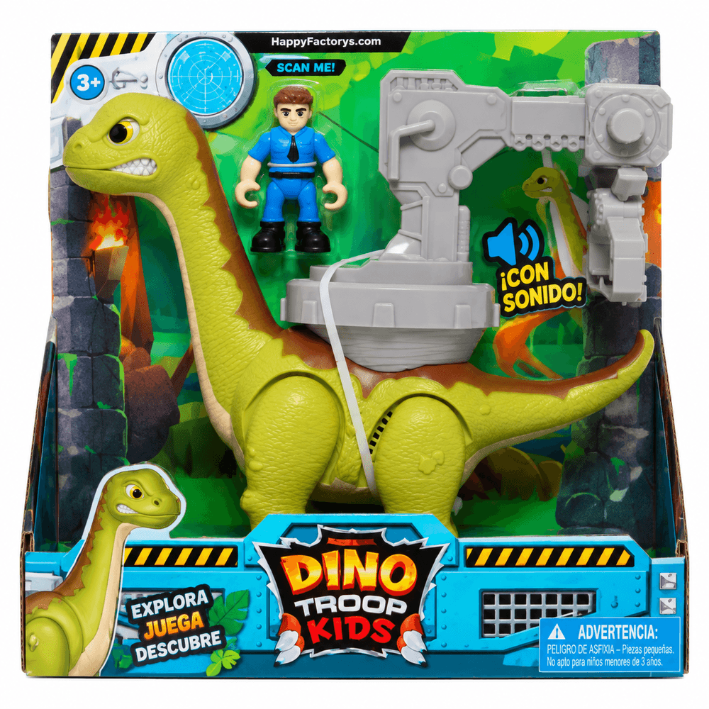 Dino Troop Kids Set Brontosaurio con Sonido y Figura