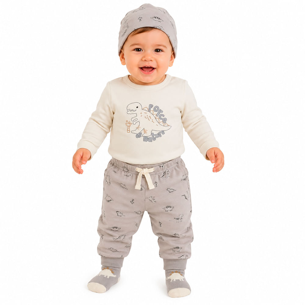 Conjunto 4 piezas estampado de dinosaurios para bebe niño