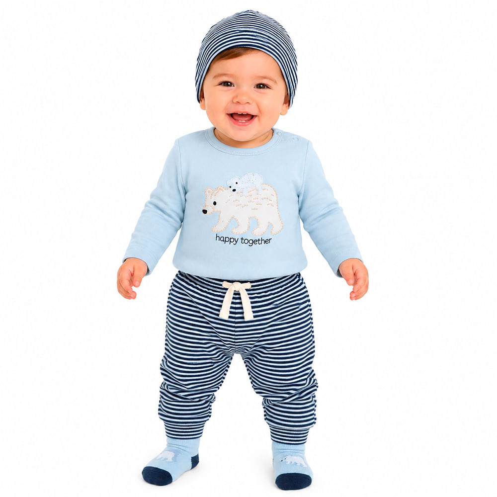Conjunto 4 piezas estampado de osos para bebe niño