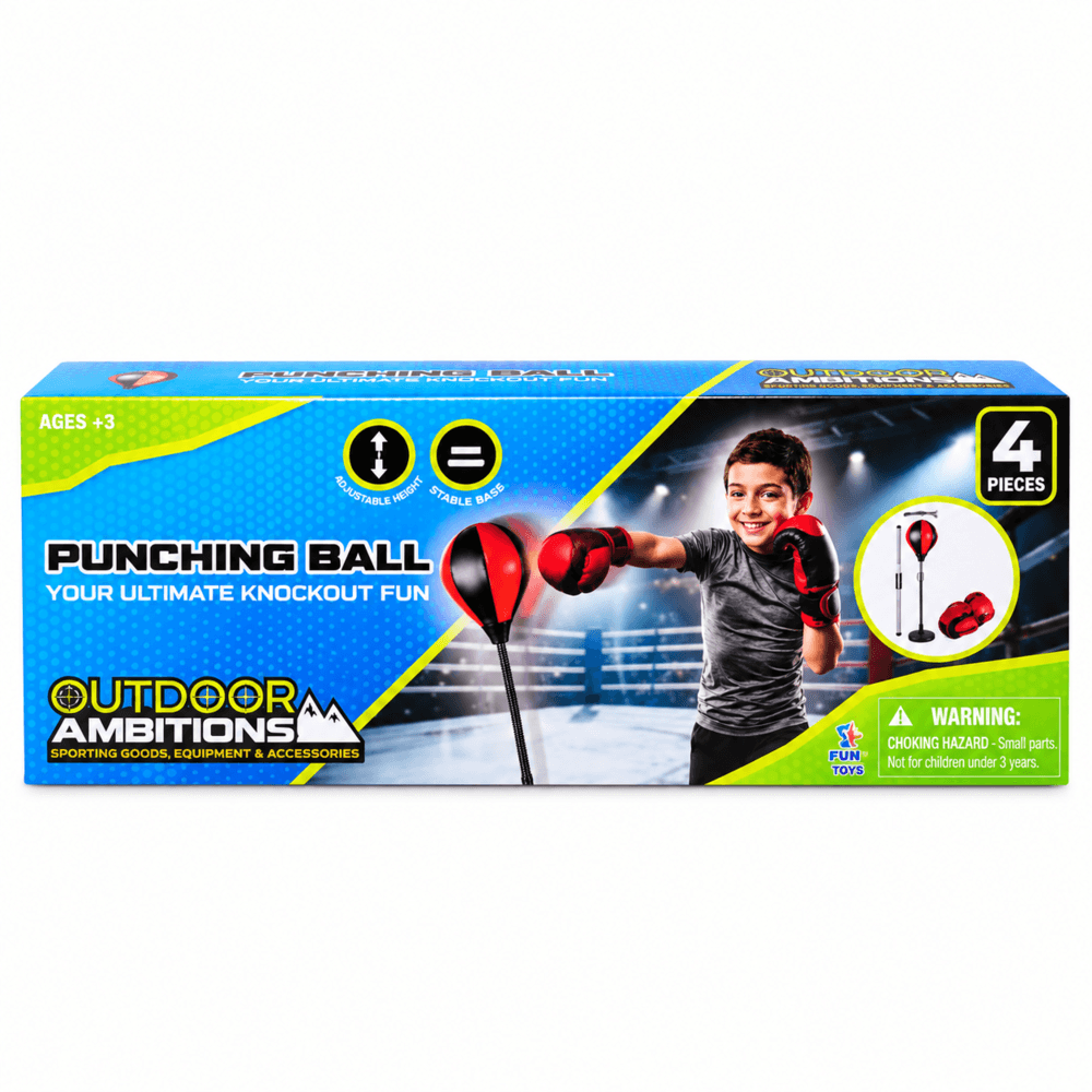 Outdoor Ambitions Set de Boxeo con Punching Ball Ajustable y Guantes 4 Piezas