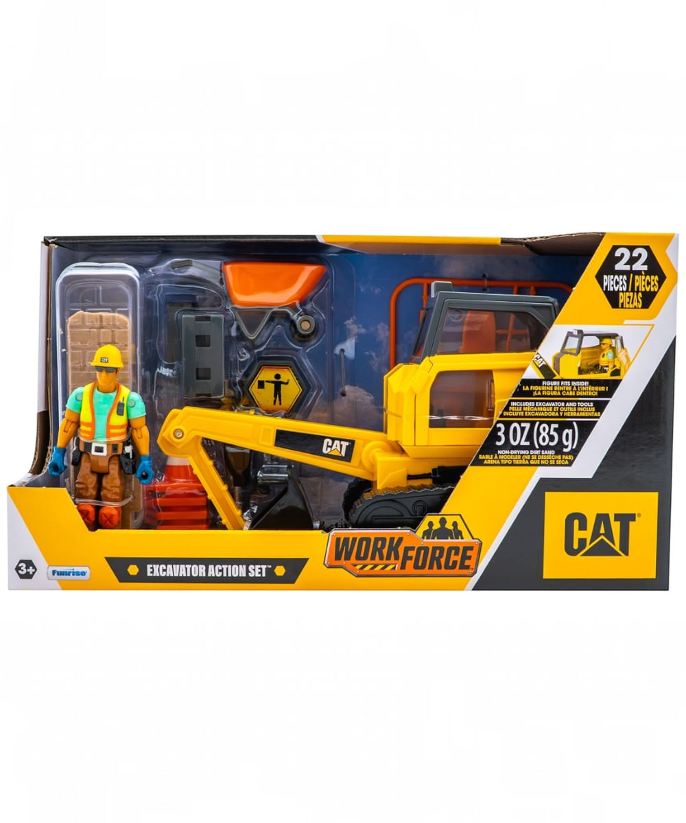 CAT Workforce Bulldozer y Excavadora con Accesorios 17.78 cm Surtido