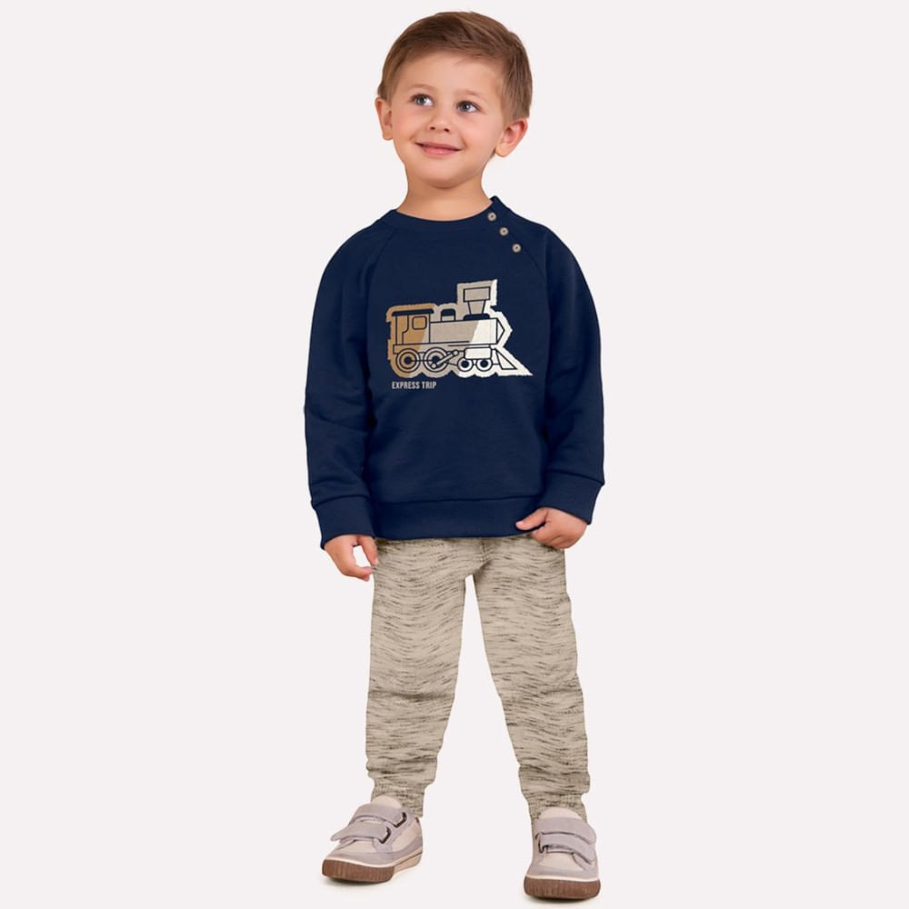 Conjunto de 2 piezas con tren bordado para bebé niño