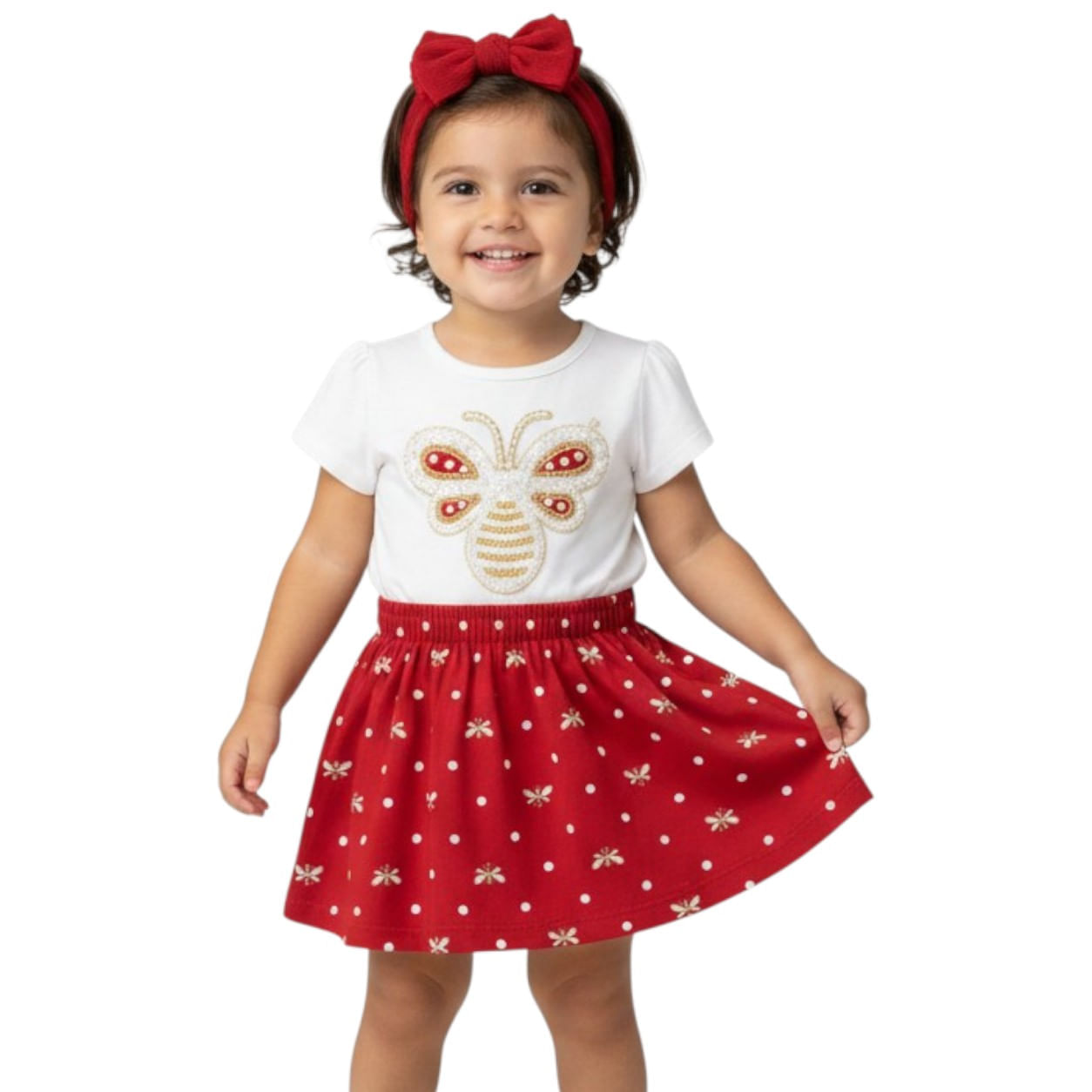 Conjunto de 2 piezas con abeja bordada para bebé niña