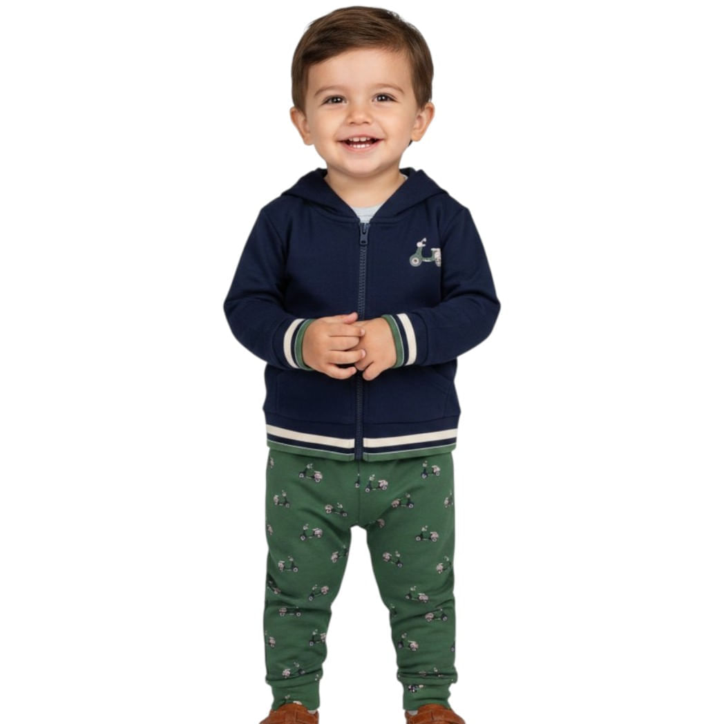 Conjunto de 3 piezas con estampado de motos para bebé niño