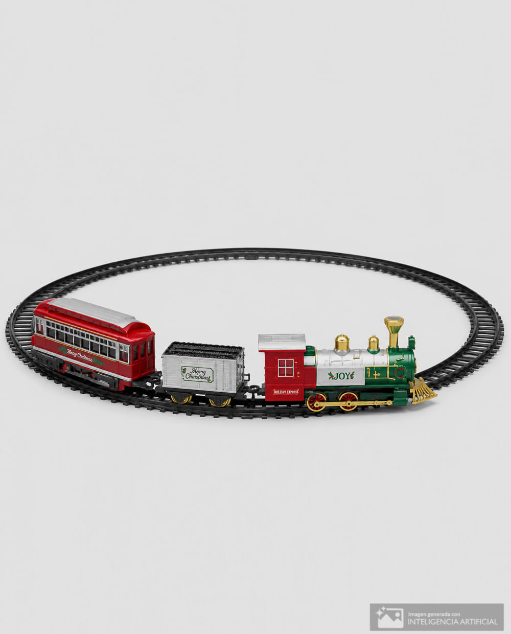 Tren navideño con luz música movimiento y temporizador