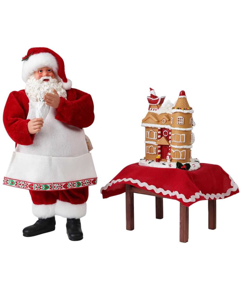 Figura decorativa de Santa Claus cocinando 13 x 21 x 25.5 cm