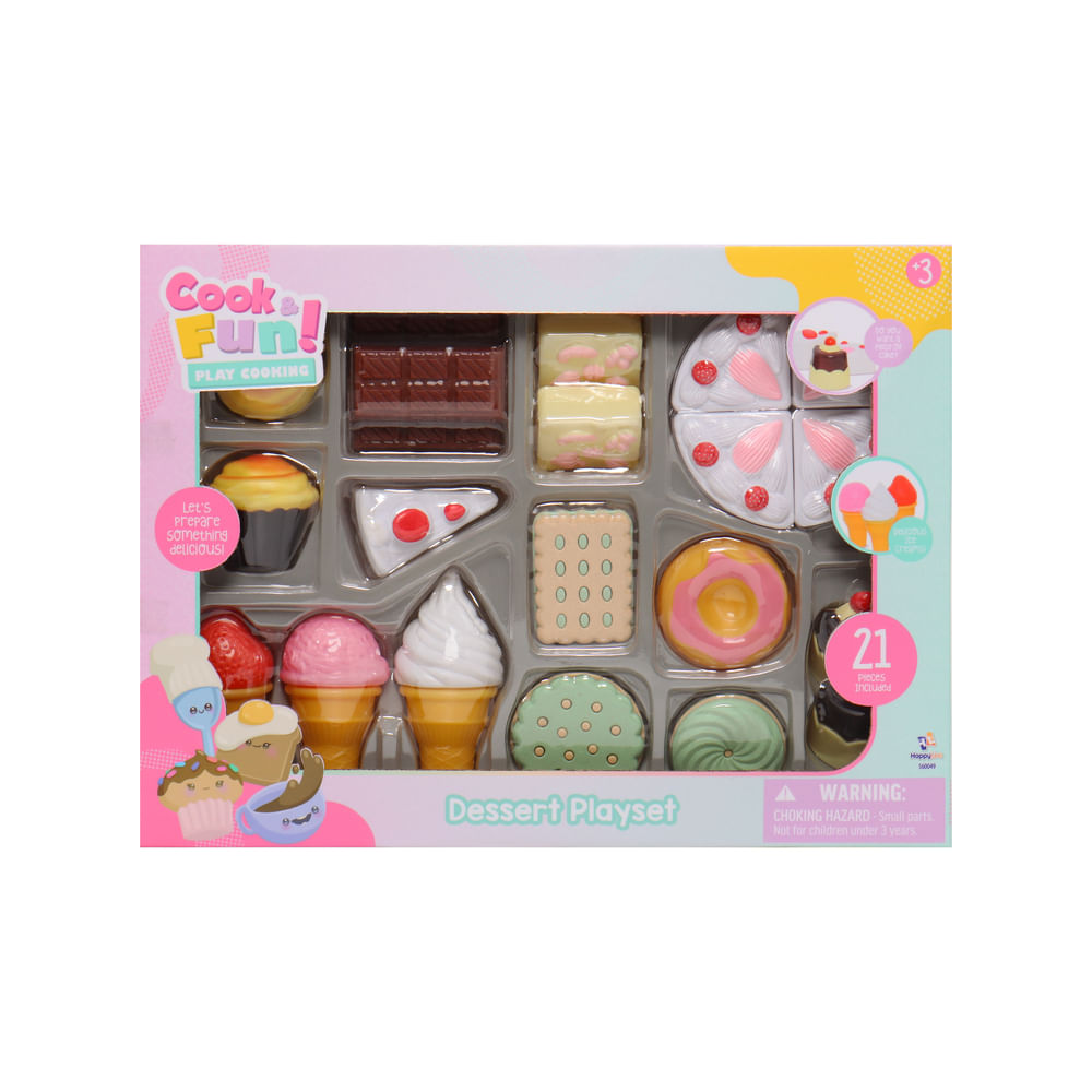 Cook & Fun Juguete Set de Pasteles y Postres 21 Piezas