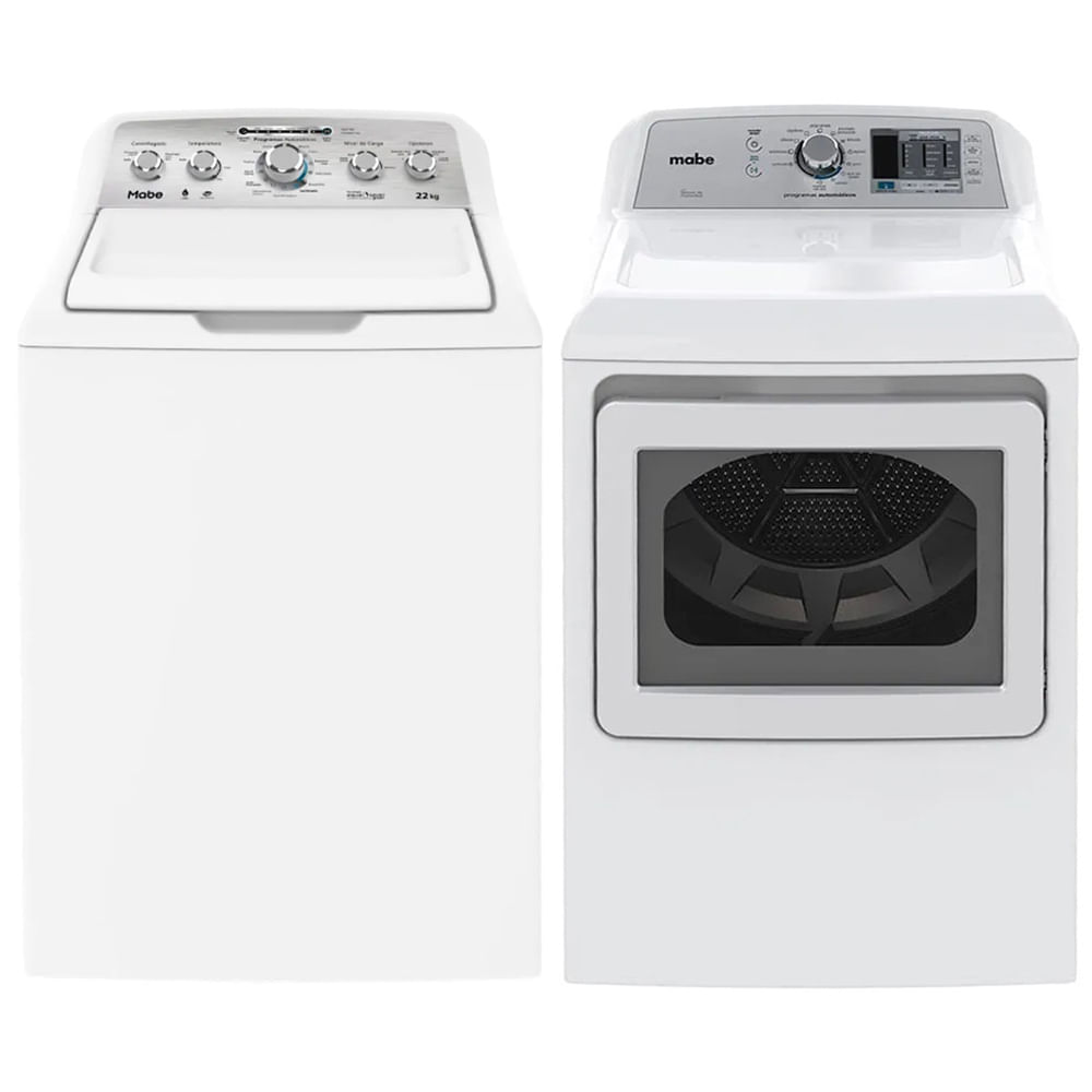Combo Lavadora automática carga superior 22 kg + Secadora de ropa eléctrica 24 kg Mabe