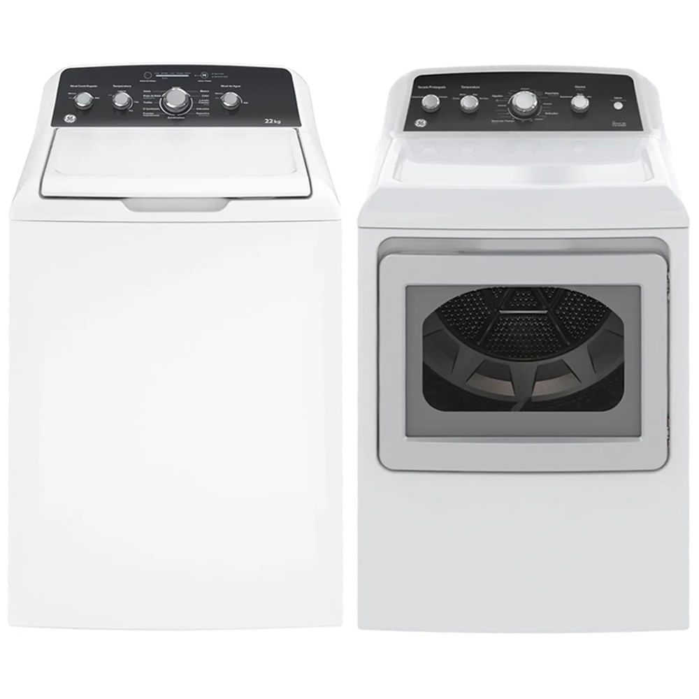 Combo Lavadora automática carga superior 22 kg + Secadora eléctrica de ropa carga frontal 22 Kg General Electric