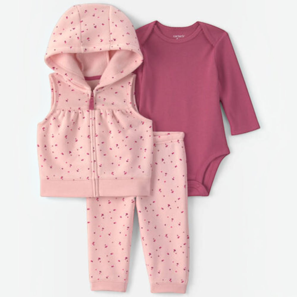 Conjunto de 3 piezas color rosado para bebe niña