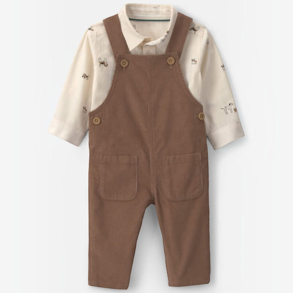 Conjunto de 2 piezas con overol para bebé niño