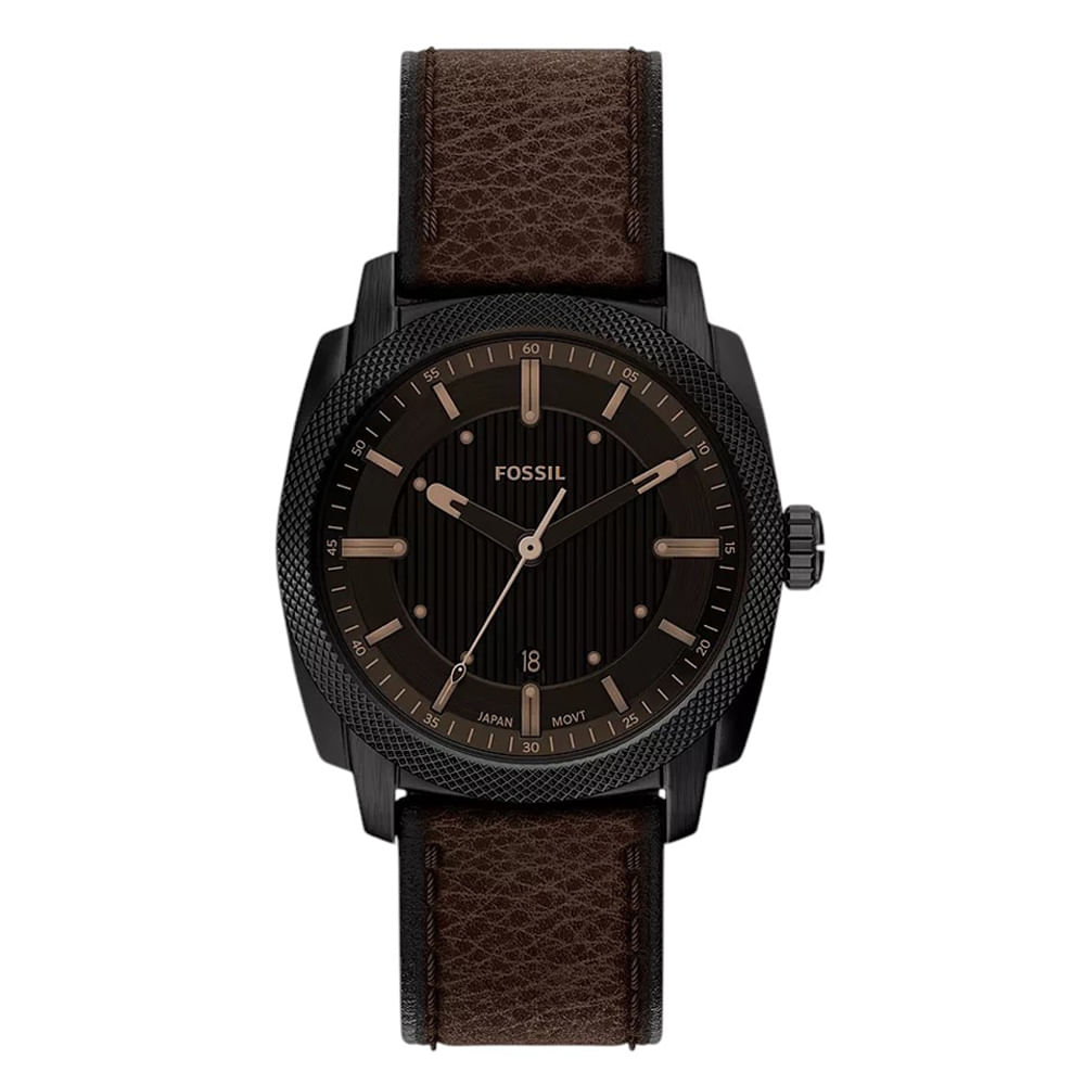 Reloj Fossil análogo con correa de cuero café para hombre