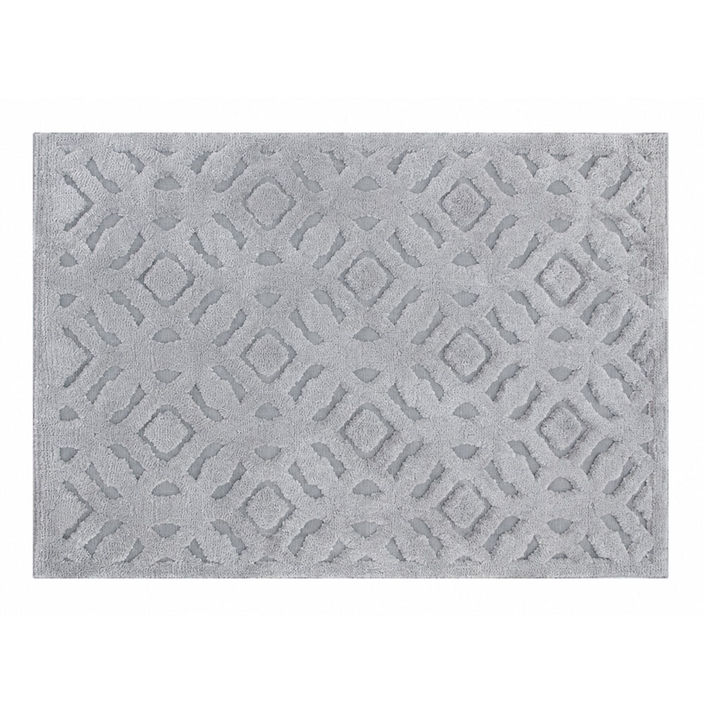 Alfombra decorativa gris claro con relieve geométrico
