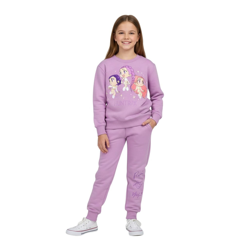 Conjunto de 2 piezas morado con estampado de Huntr/x para niña