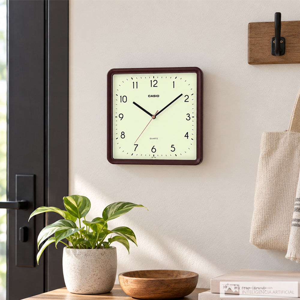 Reloj de pared cuadrado café casio