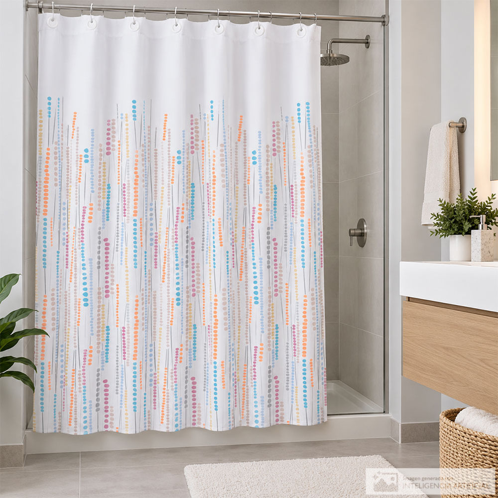 Cortina de baño diseño estampado de puntos