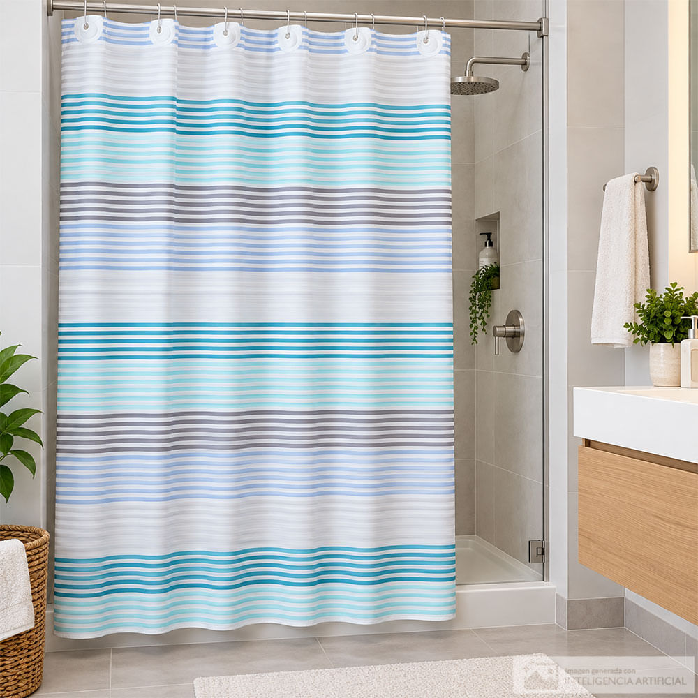 Cortina de baño diseño estampado a rayas