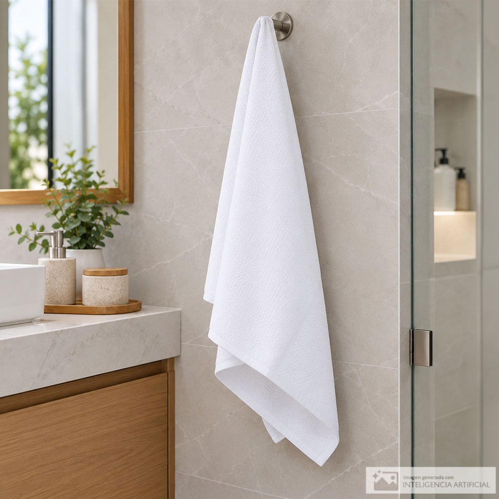 Toalla de baño Spa Ribbed blanca 71 x 137 cm