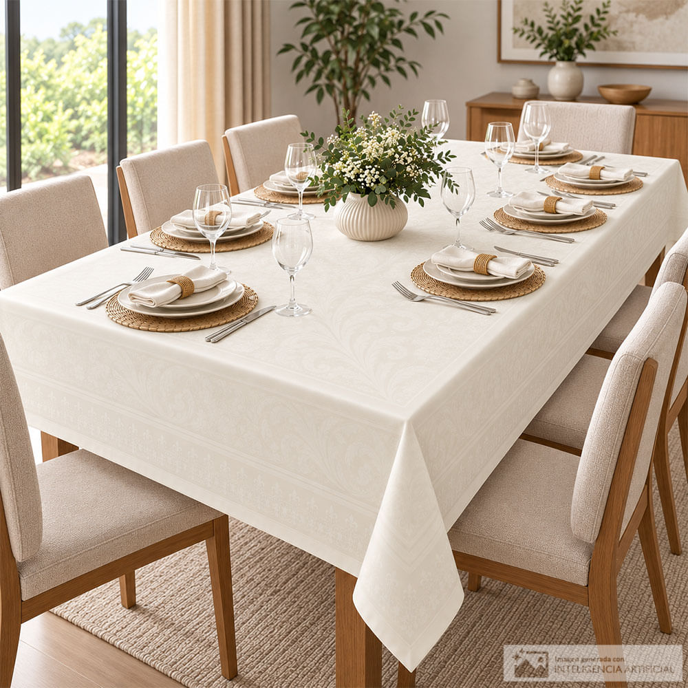 Mantel rectangular lesier para 8 personas