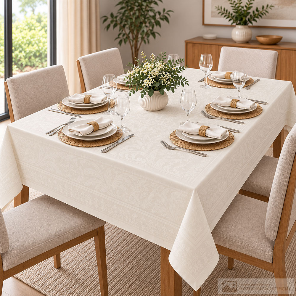Mantel rectangular lesier para 6 personas
