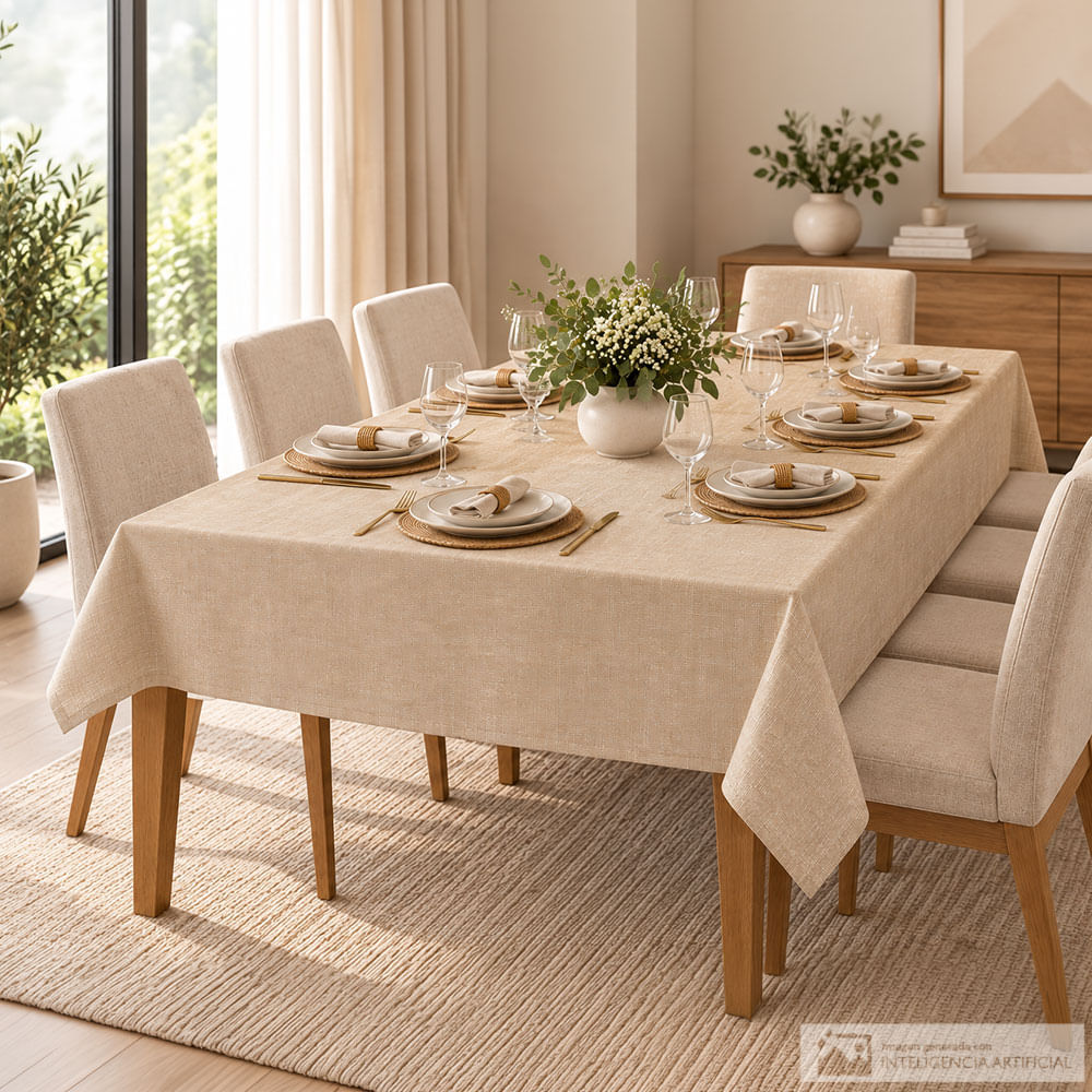 Mantel rectangular para 8 personas