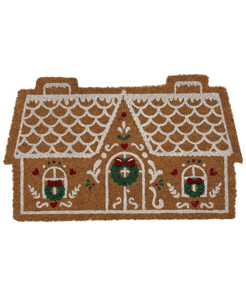 Alfombra para entrada con diseño de casa de jengibre 75 x 45 x 1.5 cm