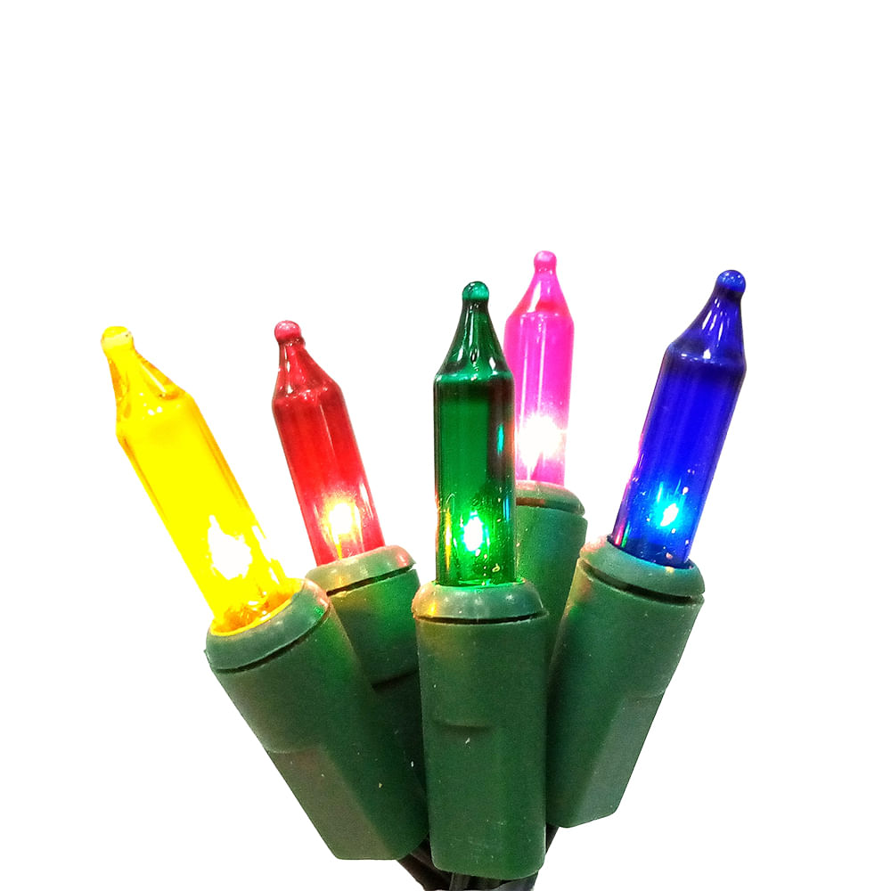 Caja de 100 luces cable verde focos multicolor