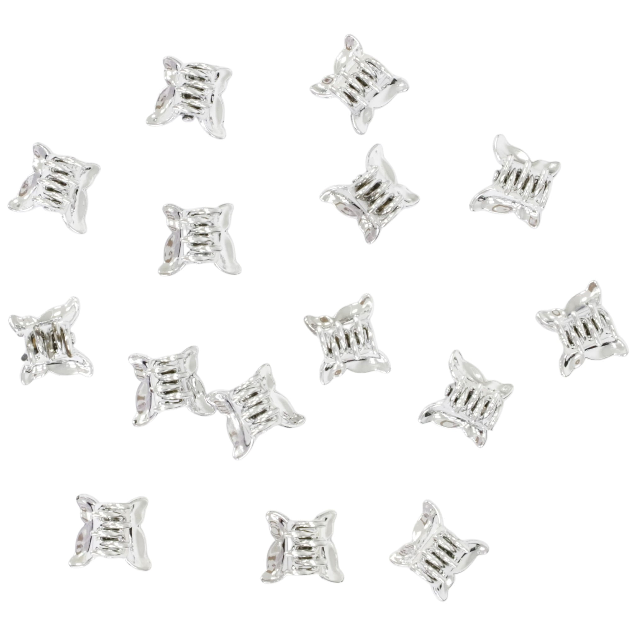 Clips plateados mini de mariposa para cabello de niña