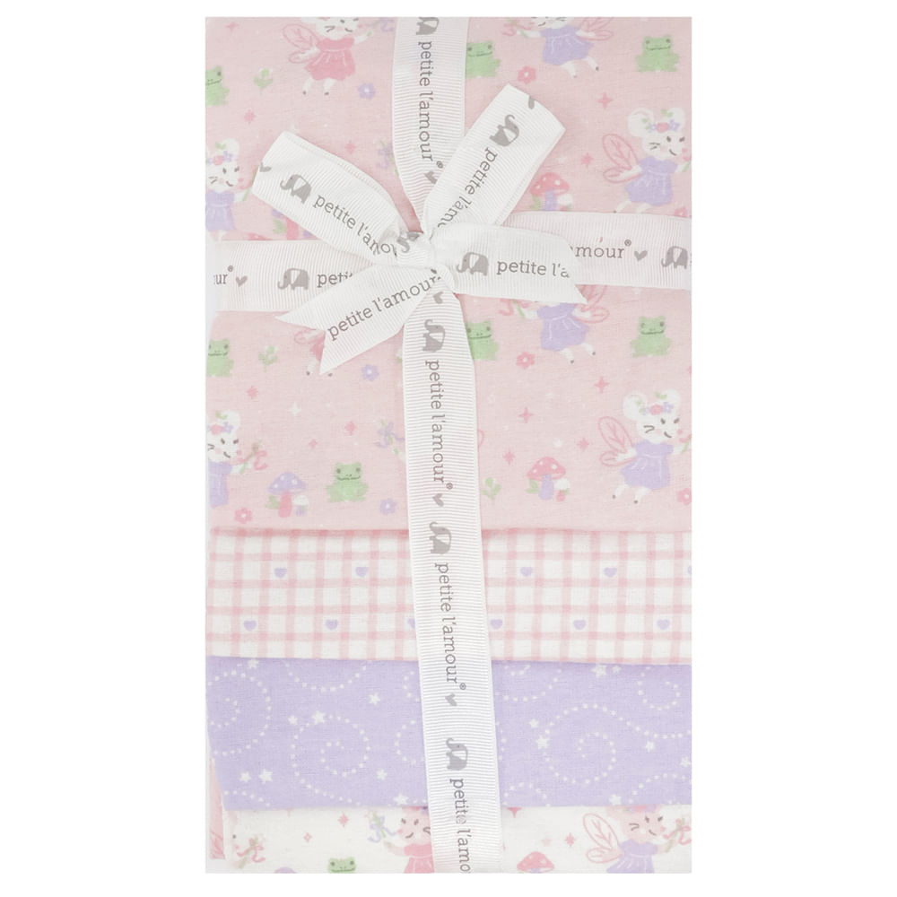 Set de 4 mantillas con estampado de hadas para bebé niña