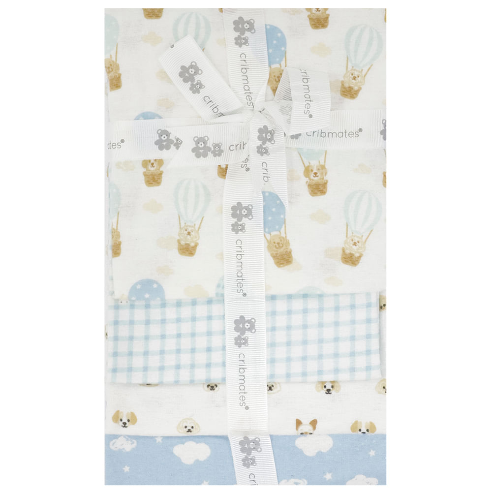 Set de 4 mantillas con estampado de mascotas y globos para bebé niño
