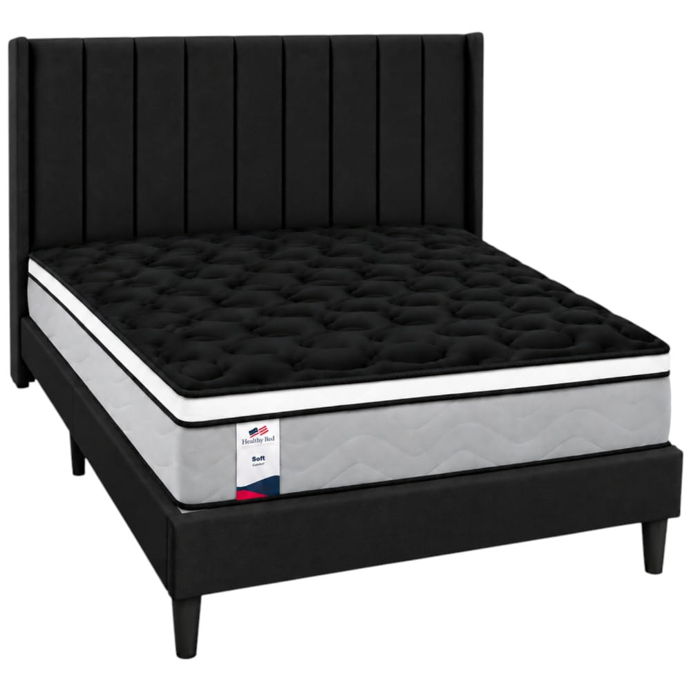 Combo respaldo lino negro + Colchón velour