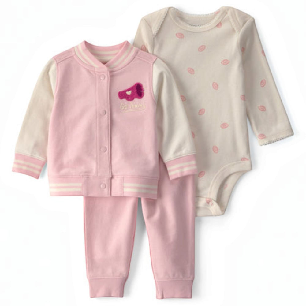 Conjunto de 3 piezas rosado para bebé niña