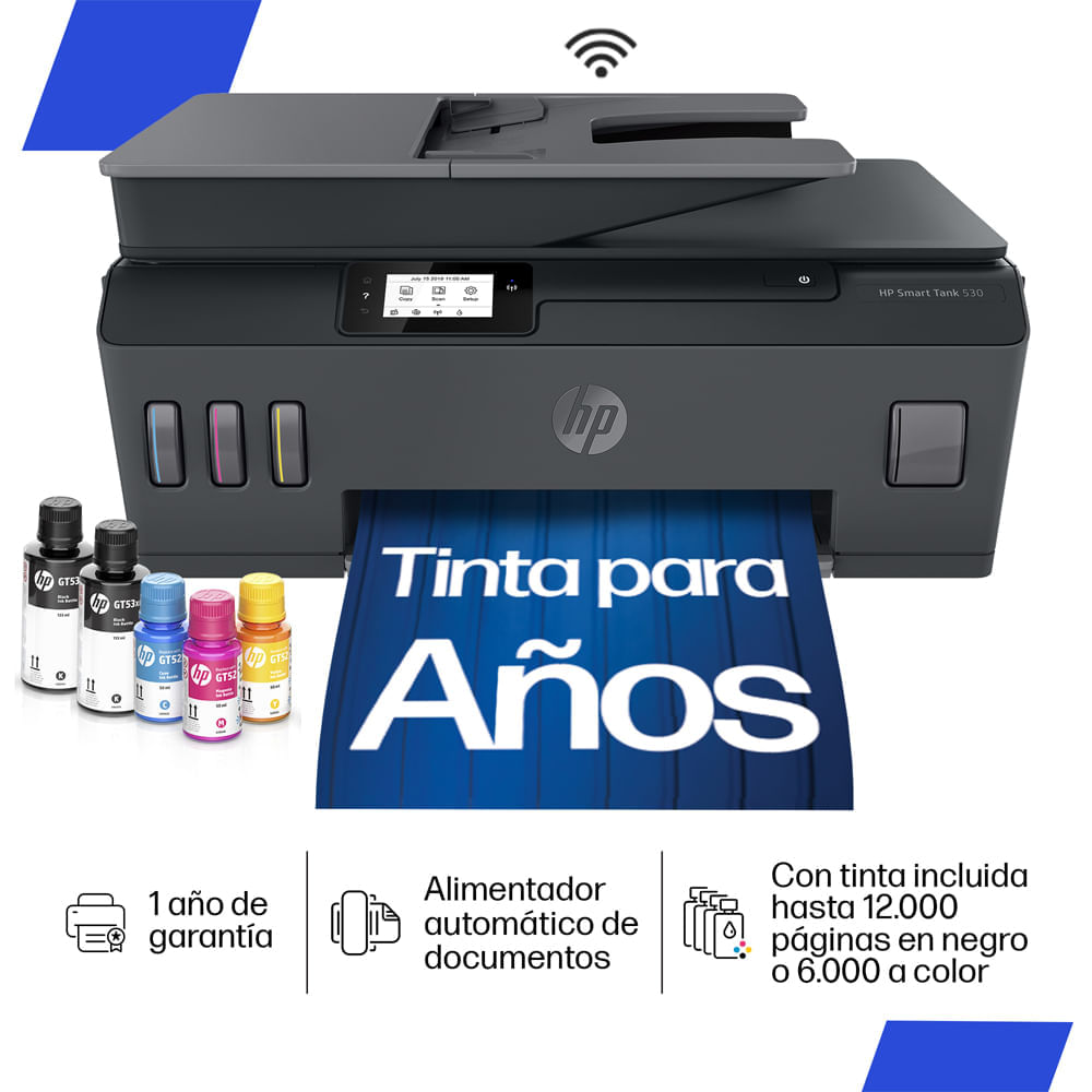 Impresora multifuncional HP Smart Tank 530 tinta continua, Color, Wi-Fi
