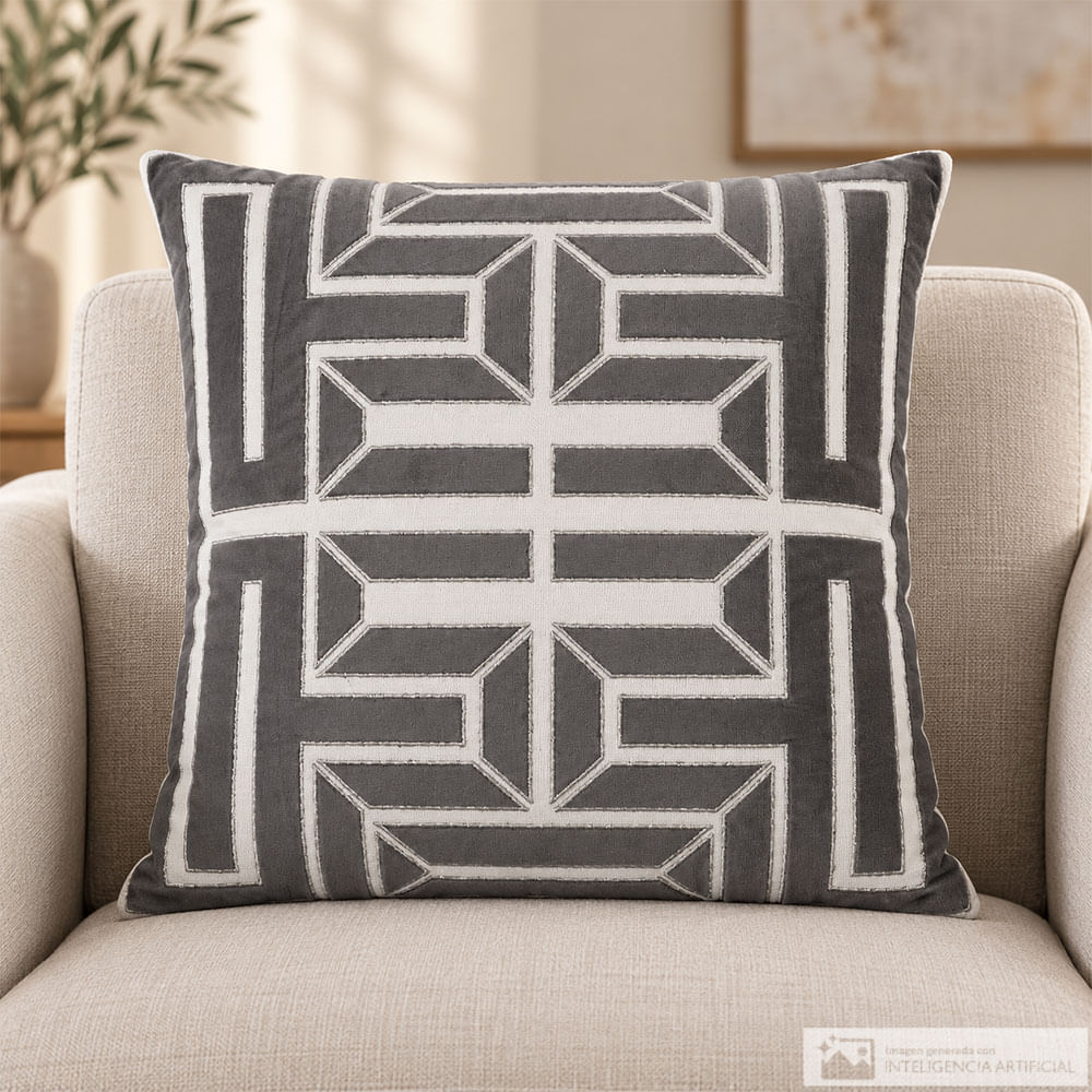 Cojín decorativo geométrico gris
