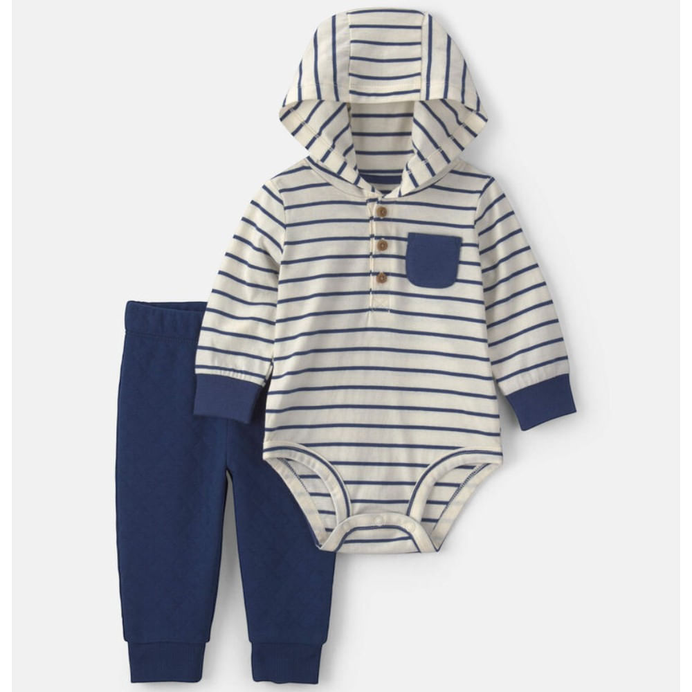 Conjunto de 2 piezas azul rayado para bebé niño