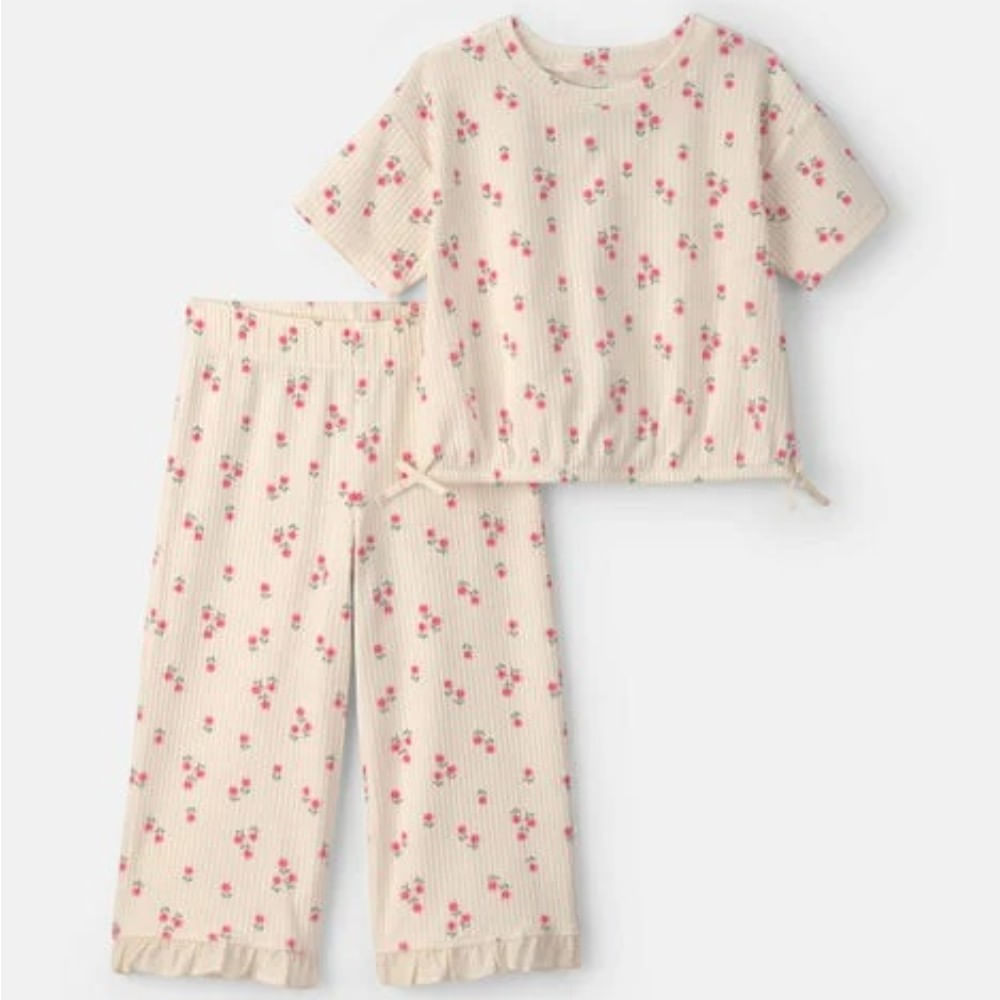 Conjunto de 2 piezas con estampado floral para niña