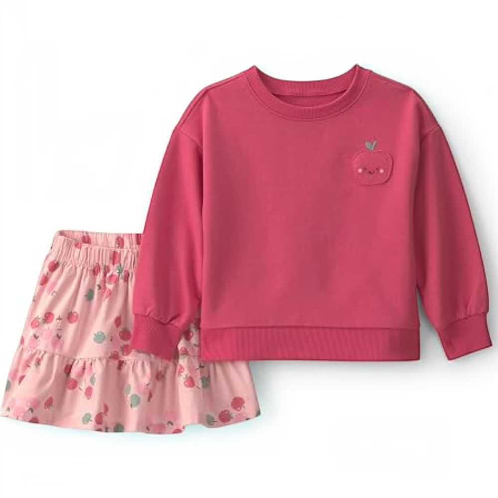 Conjunto de 2 piezas con estampado de manzanas para niña