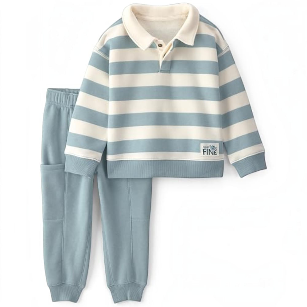 Conjunto de 2 piezas celeste rayado para niño