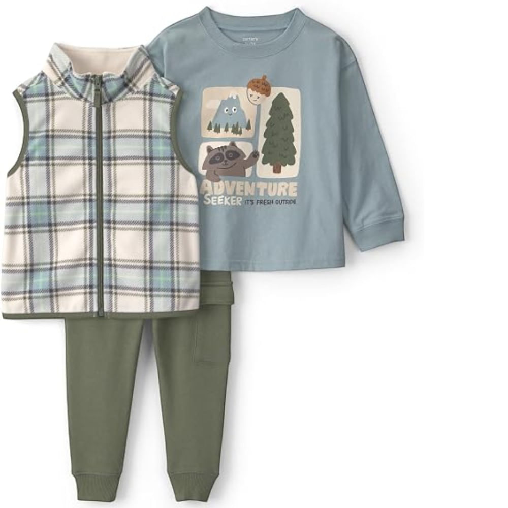 Conjunto de 3 piezas bicolor estampado para niño