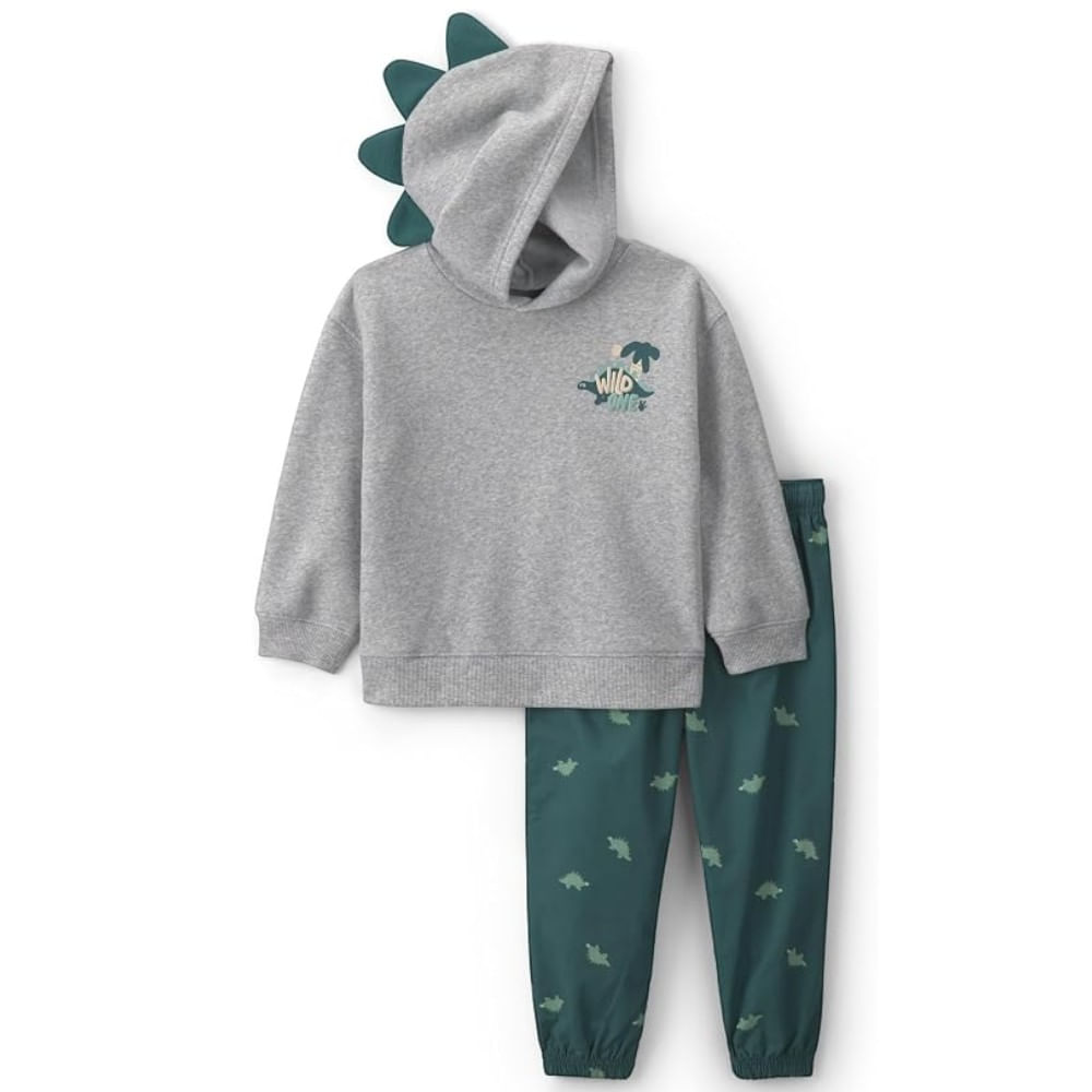 Conjunto de 2 piezas verde con estampado de dinosaurio para niño