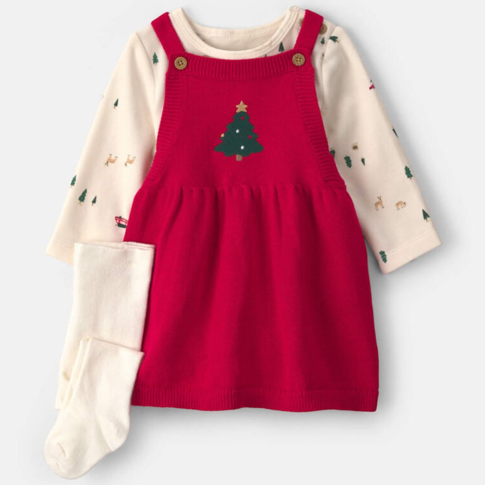 Conjunto de 3 piezas con estampado navideño para bebé niña