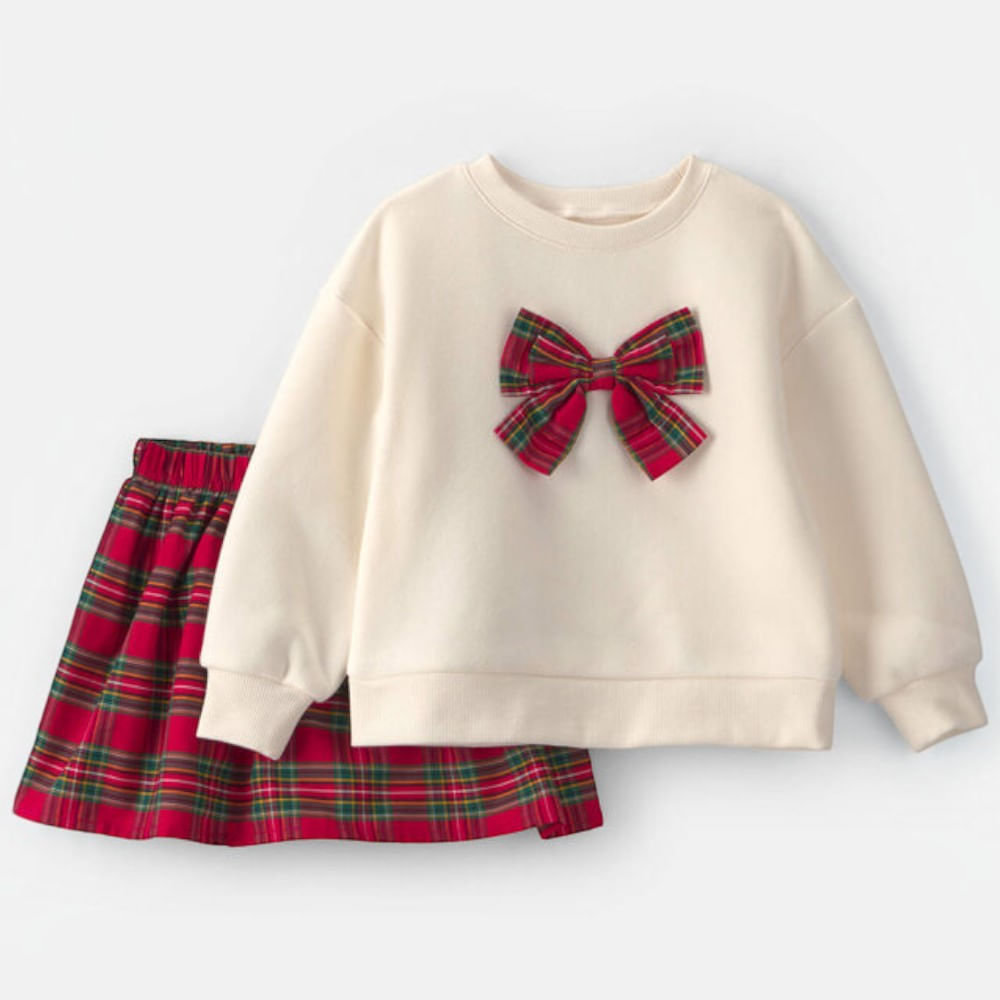 Conjunto de 2 piezas rojo cuadriculado para bebé niña