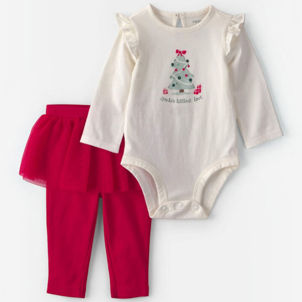 Conjunto de 2 piezas bicolor con diseño navideño para bebé niña