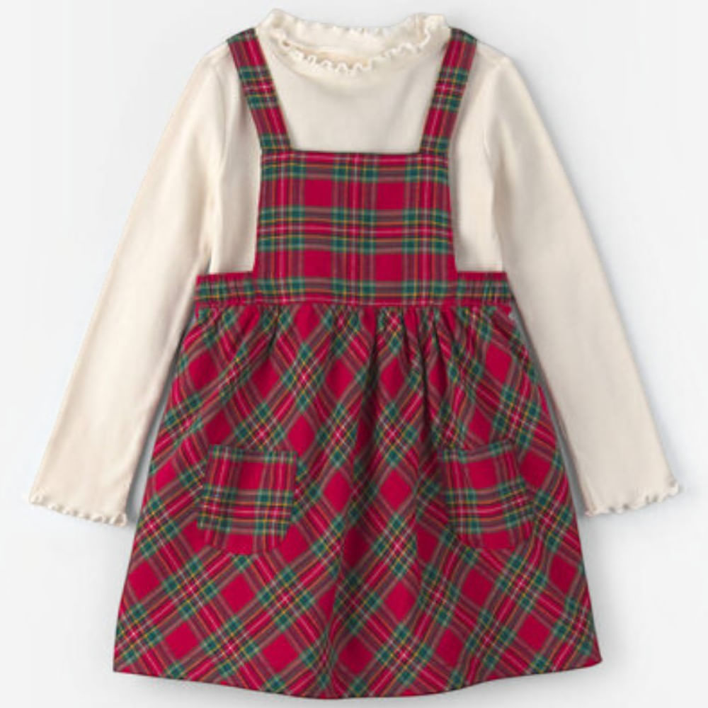 Conjunto de 2 piezas rojo cuadriculado para niña