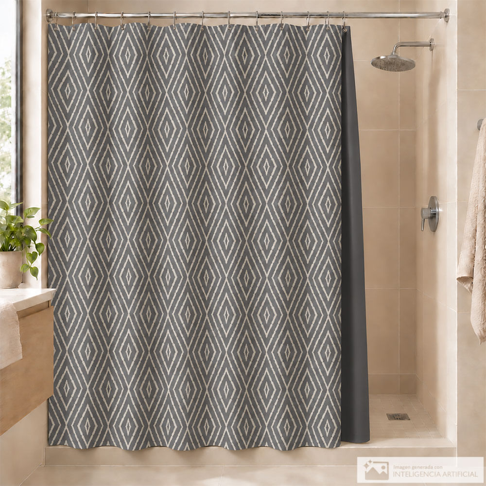 Cortina de baño bohemia de rombos de 14 piezas